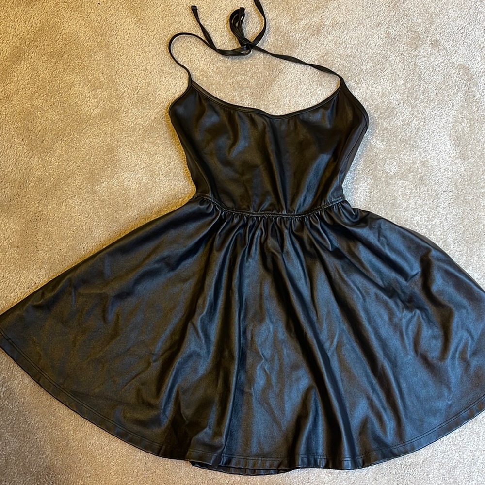 American Apparel Faux leather Peplum Dress